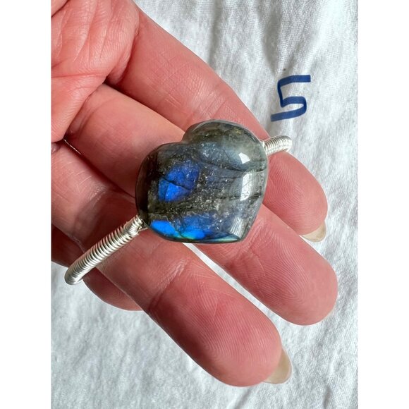 Your Choice! Flash Labradorite ❤️ Heart Cuff Bangle Bracelet - Picture 7 of 13